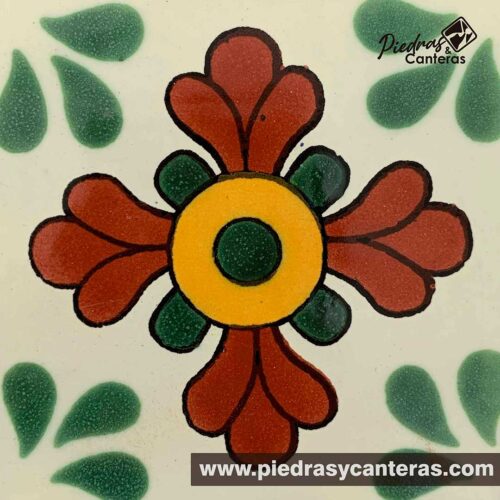 Talavera Seville Verde esta fabricada en base de barro rojo con esmalte brillante en la parte superior